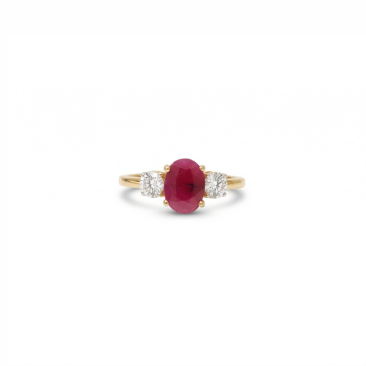 Oval Ruby Natural Diamond Ring
