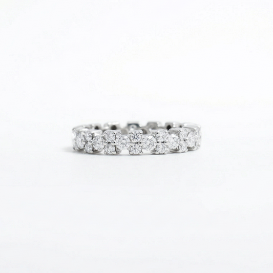 Cluster Natural Diamond Eternity Stackable Band Ring