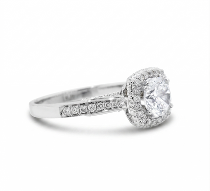 Halo square-shaped lab diamond engagement ring in solid gold