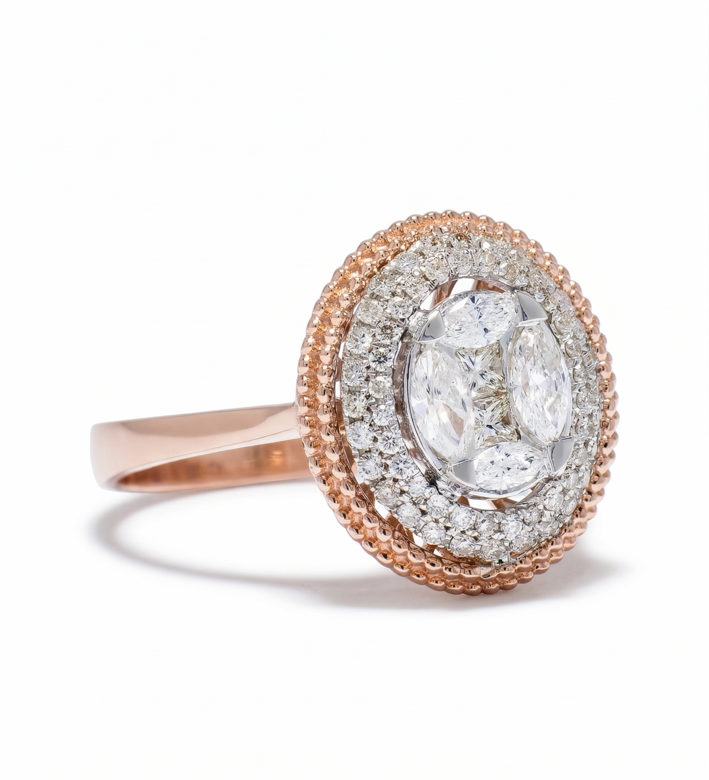Oval Cluster Natural Diamond Ring