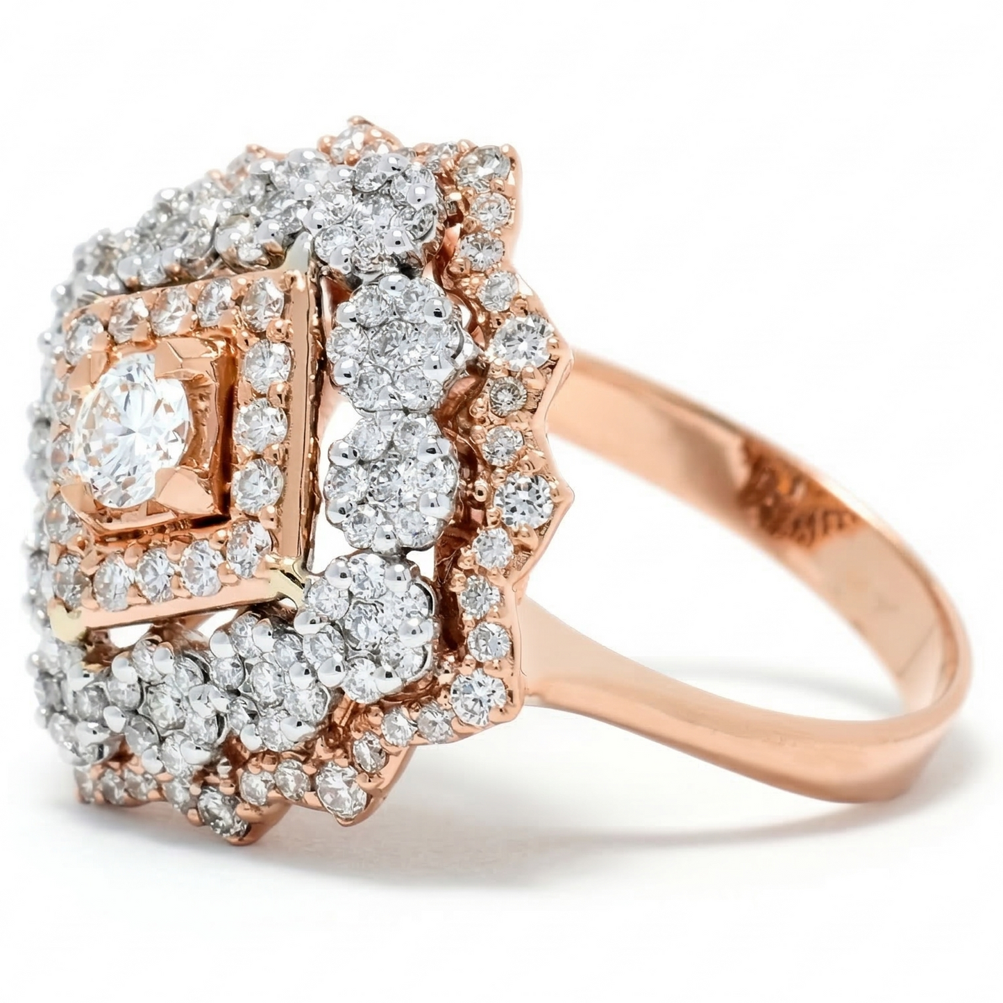 Floral Cluster Halo Natural Diamond Ring