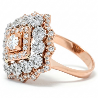 Floral Cluster Halo Natural Diamond Ring