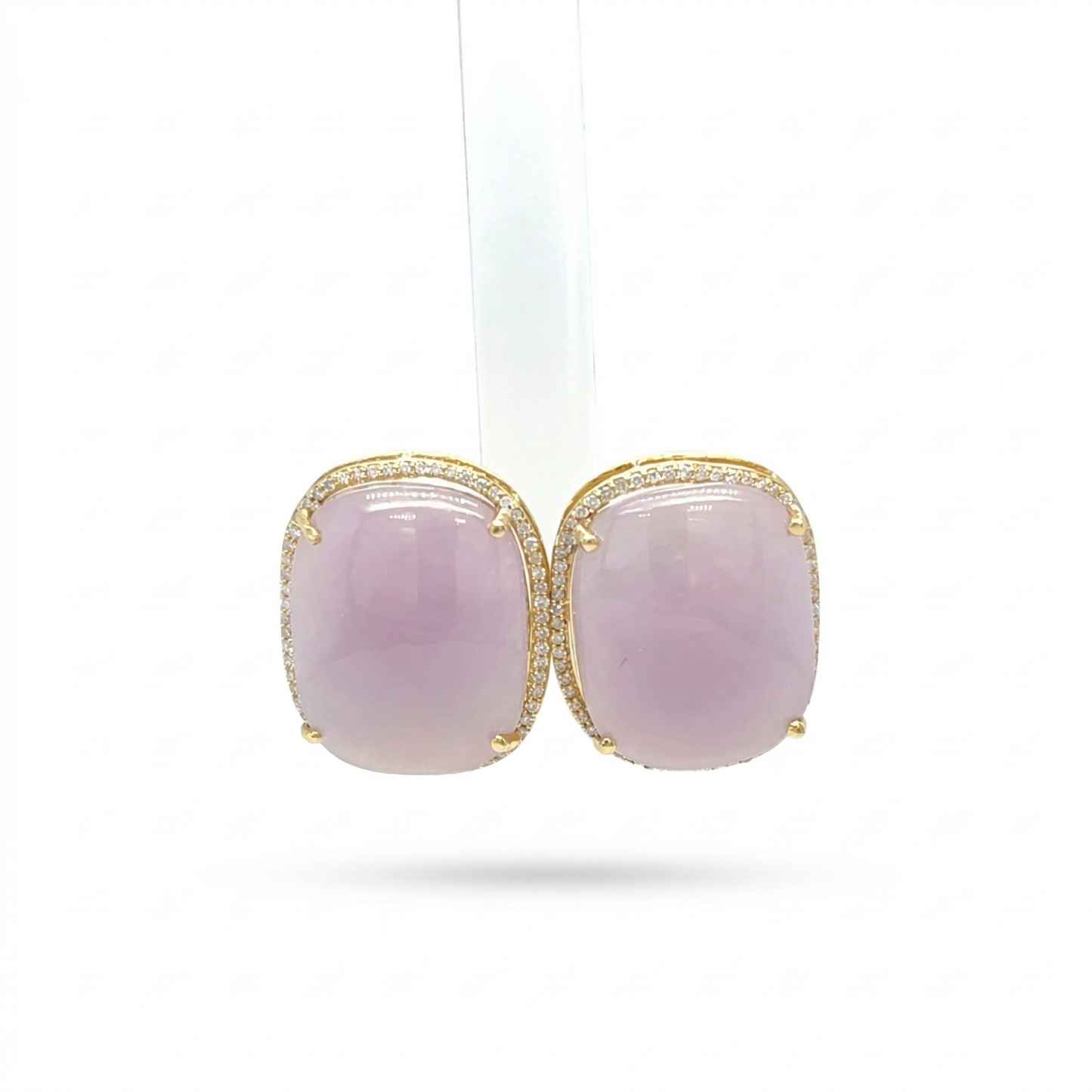 Pink Sapphires Diamond Halo Stud Earrings