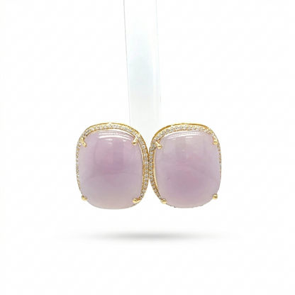 Pink Sapphires Diamond Halo Stud Earrings