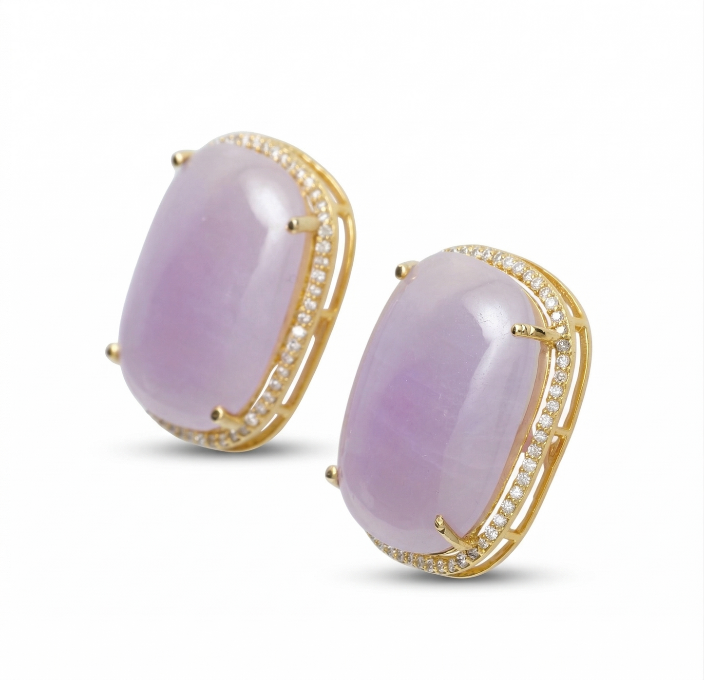 Pink Sapphires Diamond Halo Stud Earrings