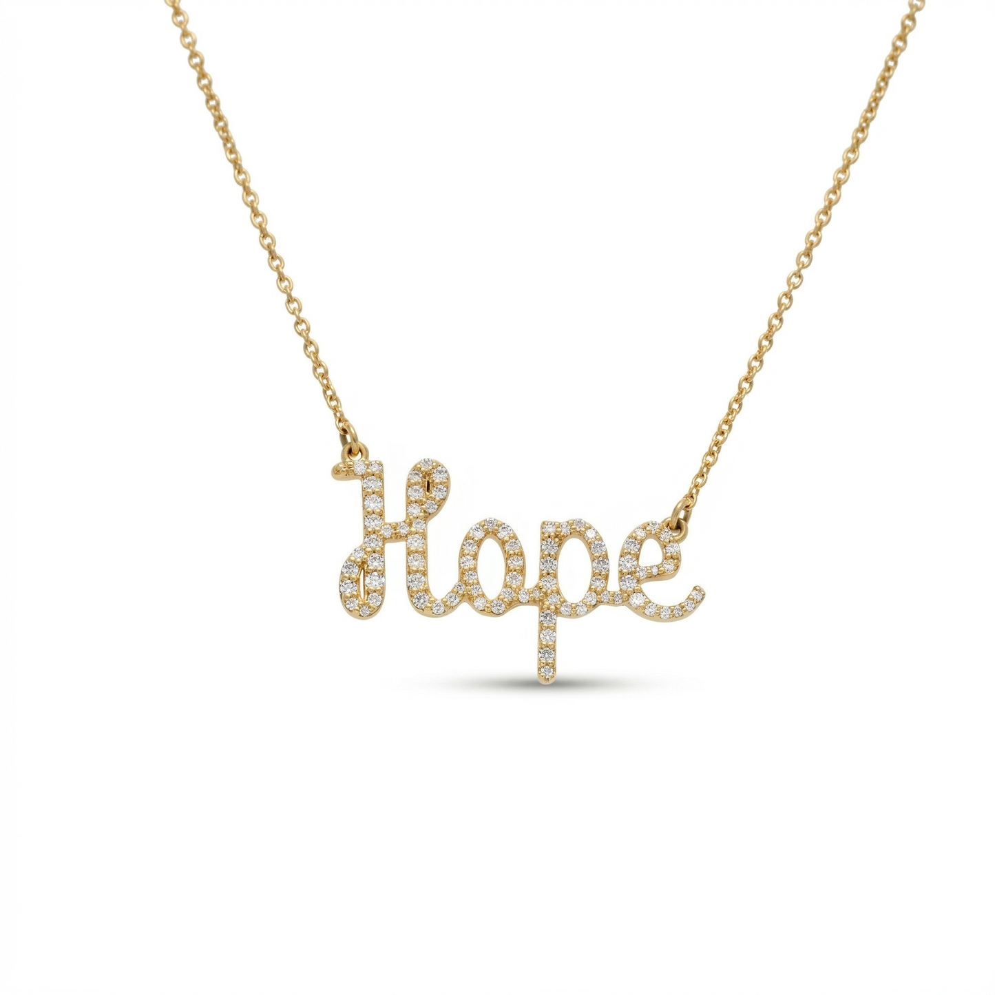 Hope Word Diamond Pendant Necklace