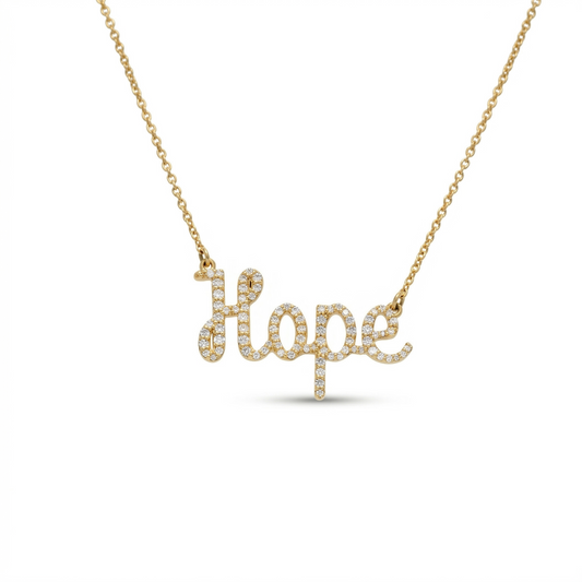 Hope Word Diamond Pendant Necklace