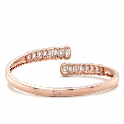 East West Oval Natural Diamond Hinged Openable Bangle