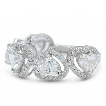 Heart Diamond Halo Eternity Band Ring