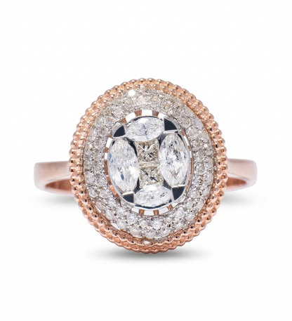 Oval Cluster Natural Diamond Ring