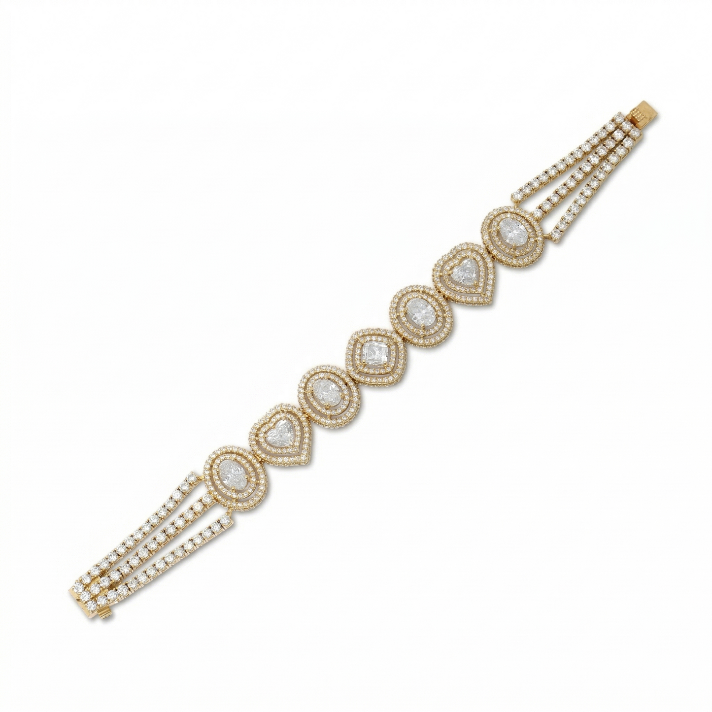 Multi-Shape Natural Diamond Double Halo Bracelet