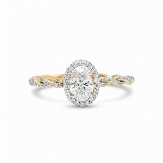 Oval Halo Natural Diamond Ring