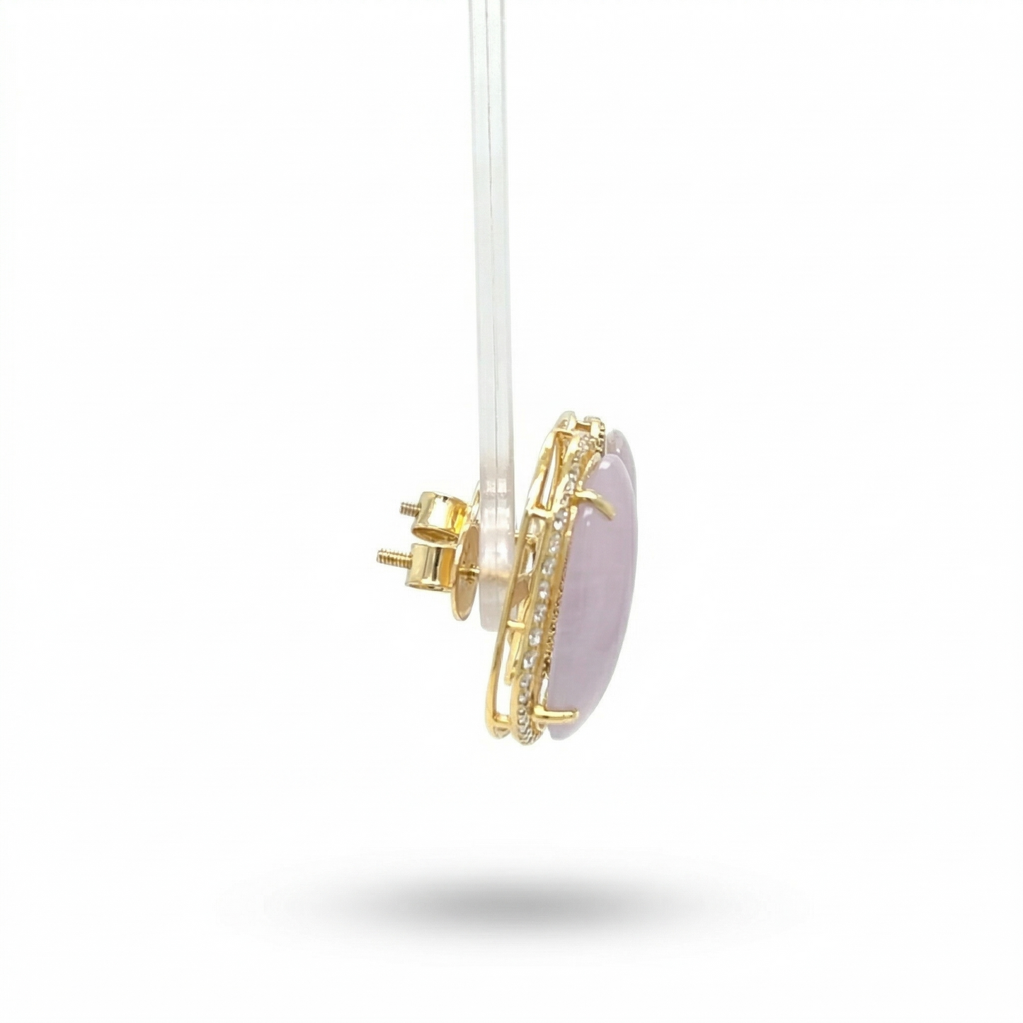 Pink Sapphires Diamond Halo Stud Earrings