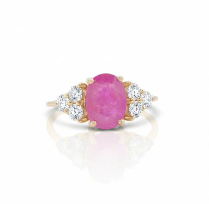 Oval Ruby Cluster Diamond Ring