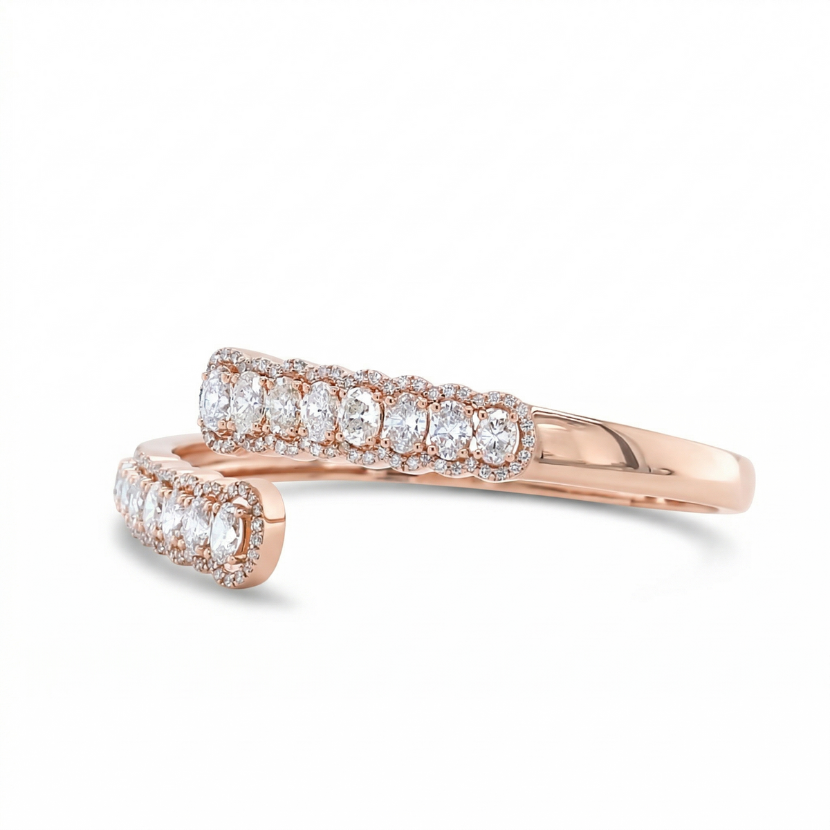 East West Oval Natural Diamond Hinged Openable Bangle