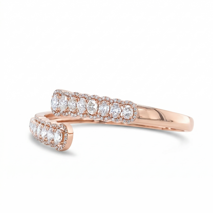 East West Oval Natural Diamond Hinged Openable Bangle