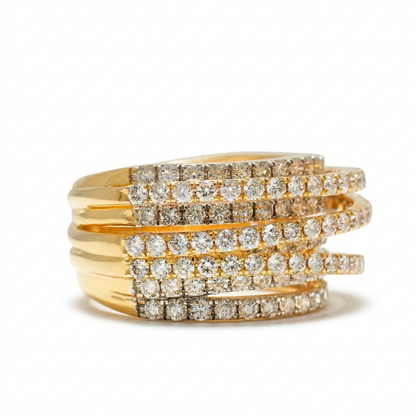 Multi-Layer Natural Diamond Wrap Ring