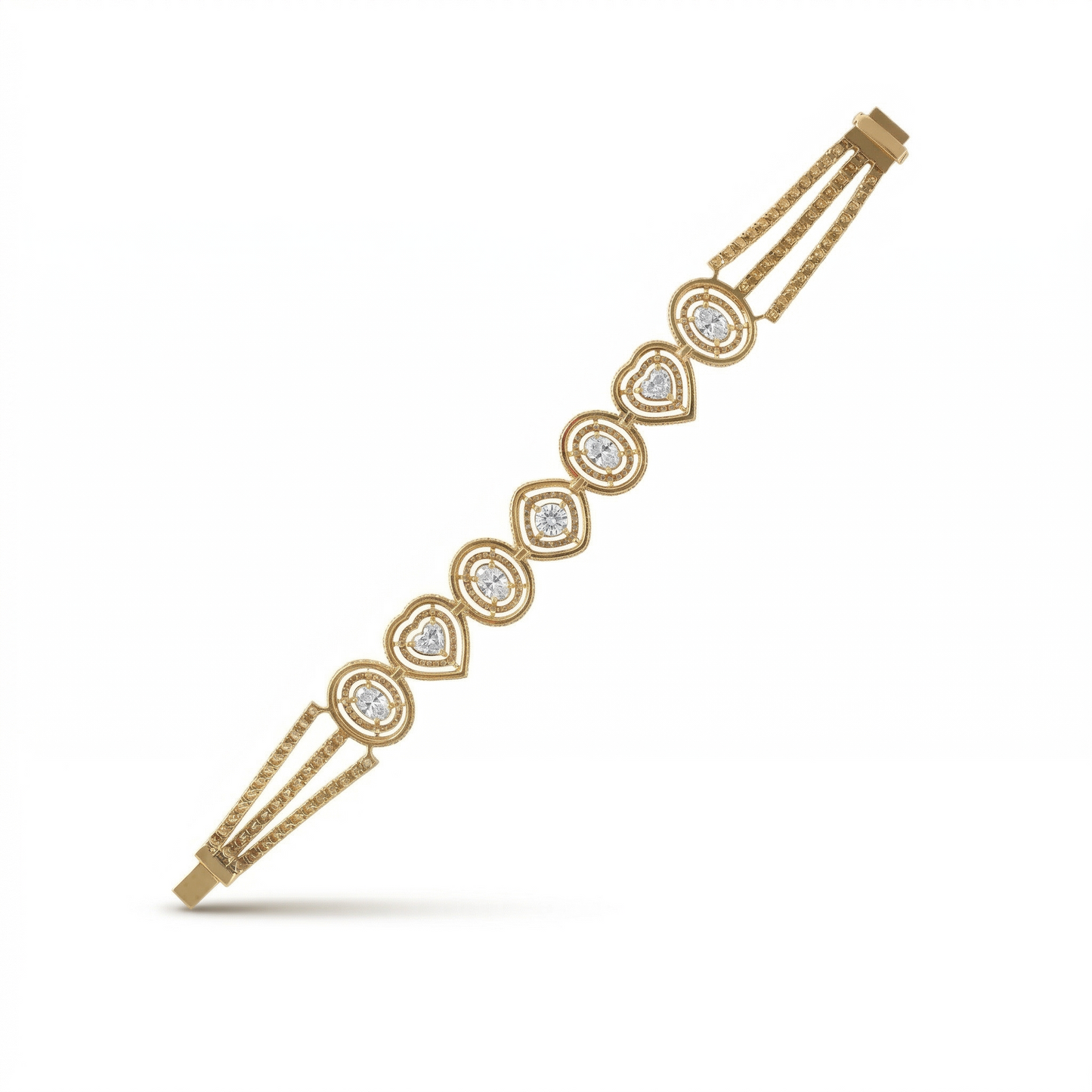 Multi-Shape Natural Diamond Double Halo Bracelet