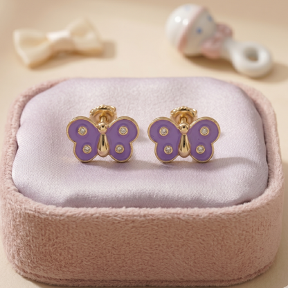Kids Butterfly Diamond Stud Earrings