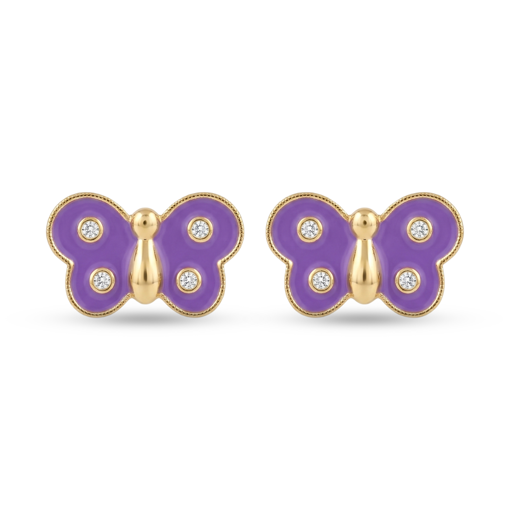 Kids Butterfly Diamond Stud Earrings