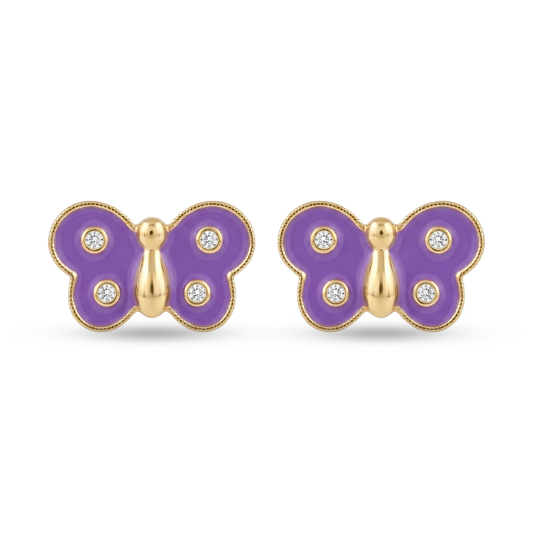 Kids Butterfly Diamond Stud Earrings