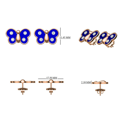 Kids Butterfly Diamond Stud Earrings