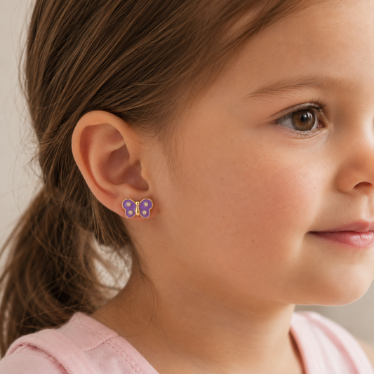 Kids Butterfly Diamond Stud Earrings