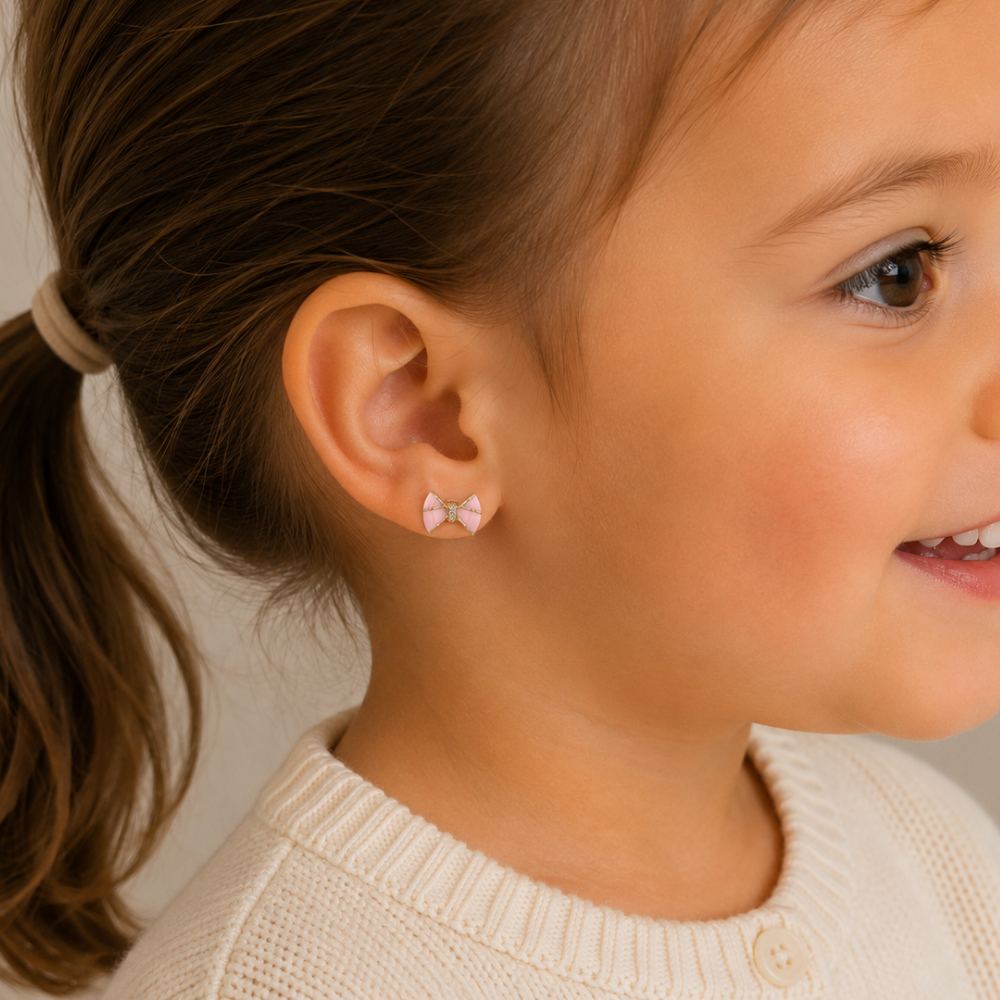 Kids Bow Diamond Stud Earrings