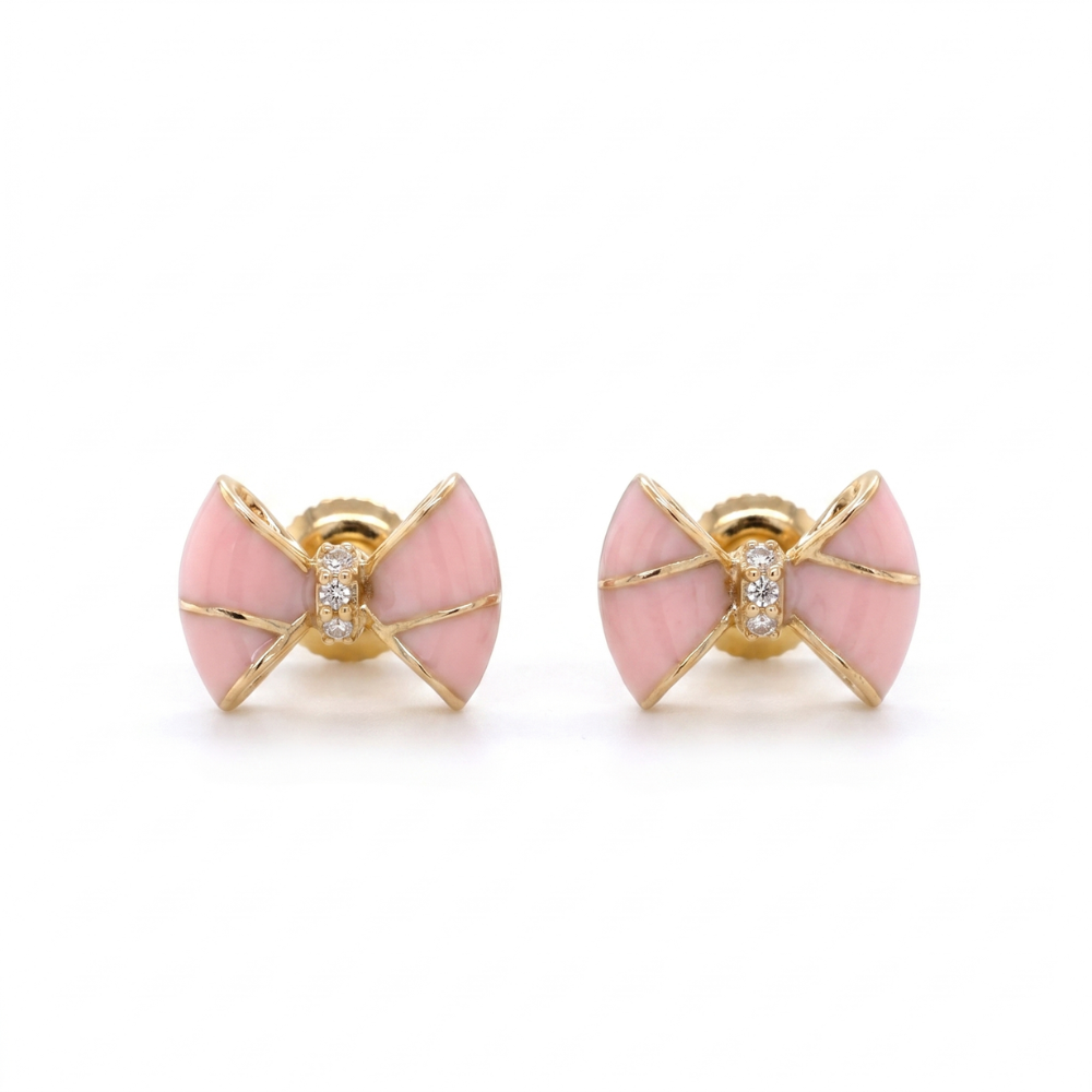 Kids Bow Diamond Stud Earrings