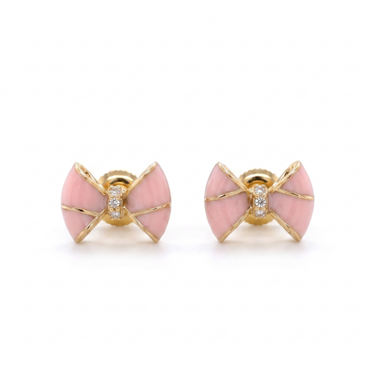 Kids Bow Diamond Stud Earrings