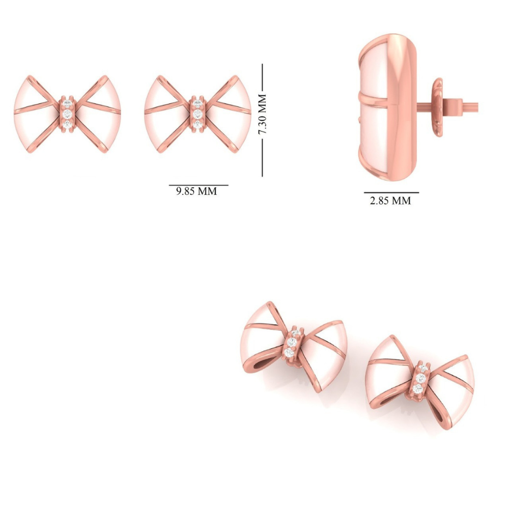 Kids Bow Diamond Stud Earrings