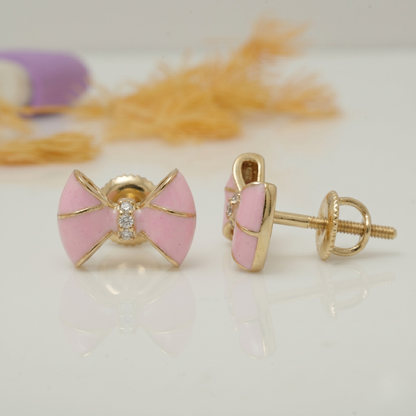 Kids Bow Diamond Stud Earrings