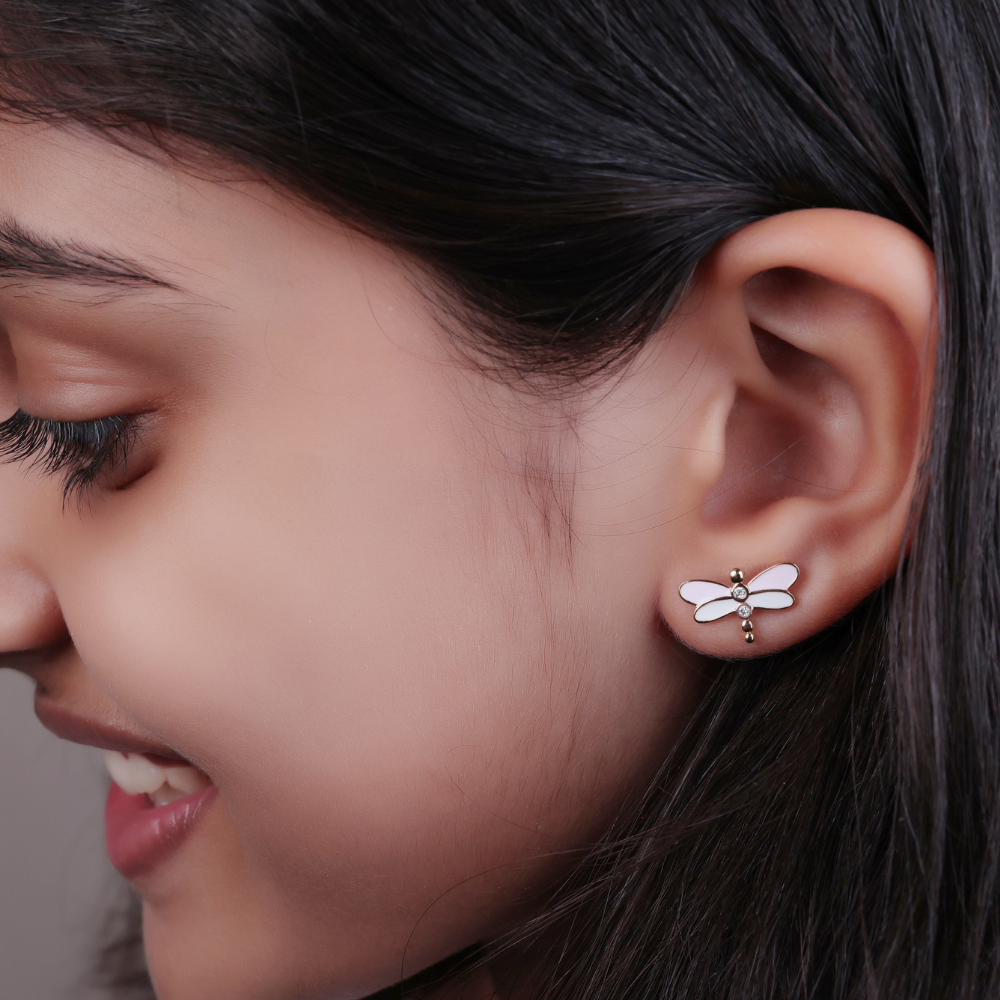 Kids Dragonfly Diamond Stud Earrings