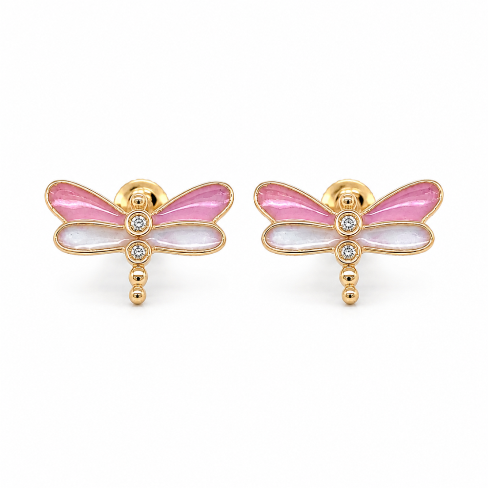 Kids Dragonfly Diamond Stud Earrings