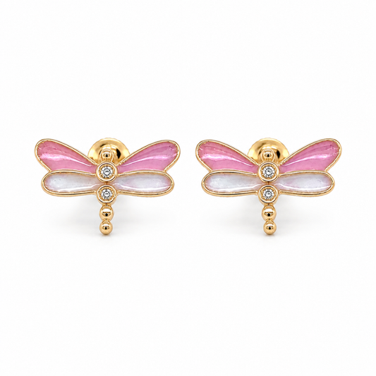 Kids Dragonfly Diamond Stud Earrings