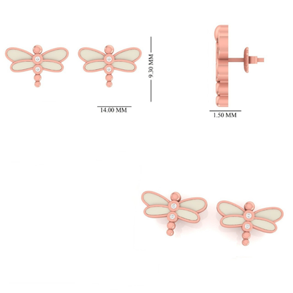 Kids Dragonfly Diamond Stud Earrings