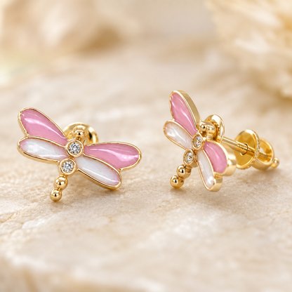 Kids Dragonfly Diamond Stud Earrings