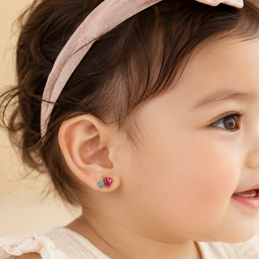 Kids Fish Diamond Stud Earrings