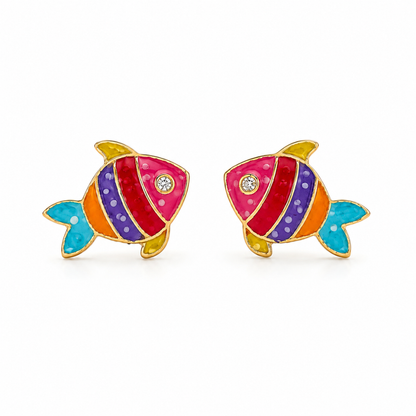 Kids Fish Diamond Stud Earrings