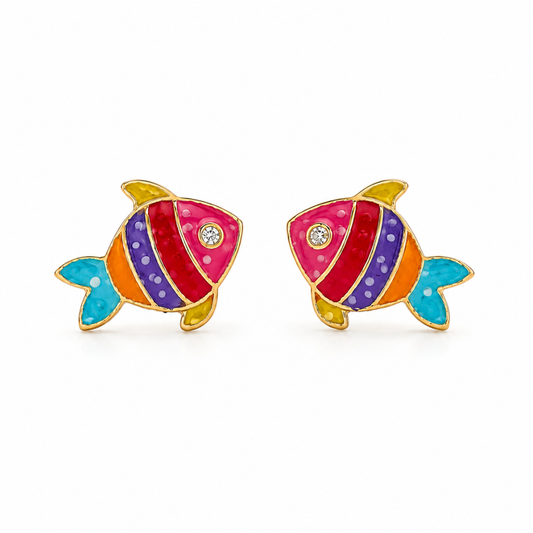 Kids Fish Diamond Stud Earrings