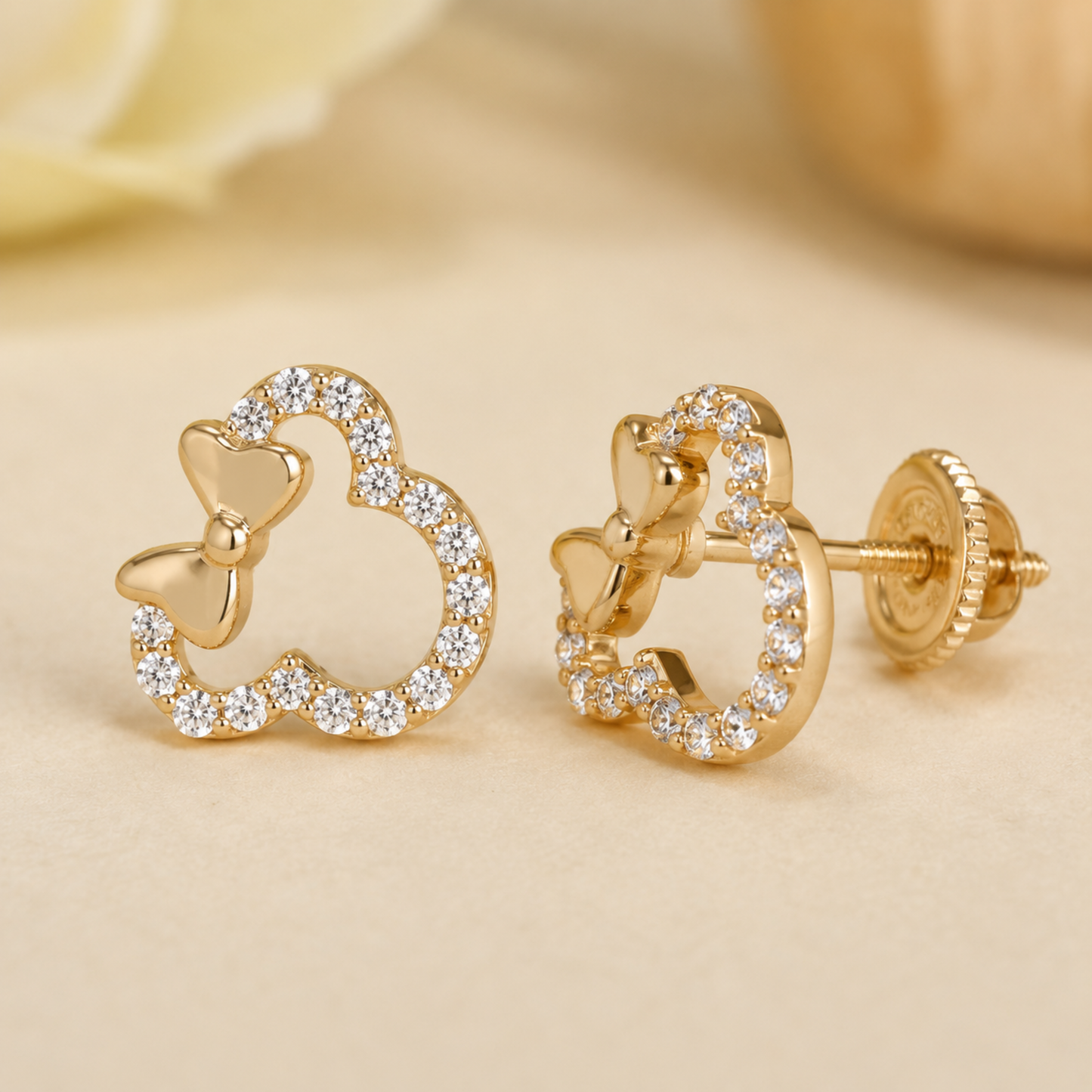 Kids Minnie Mouse Natural Diamond Earrings