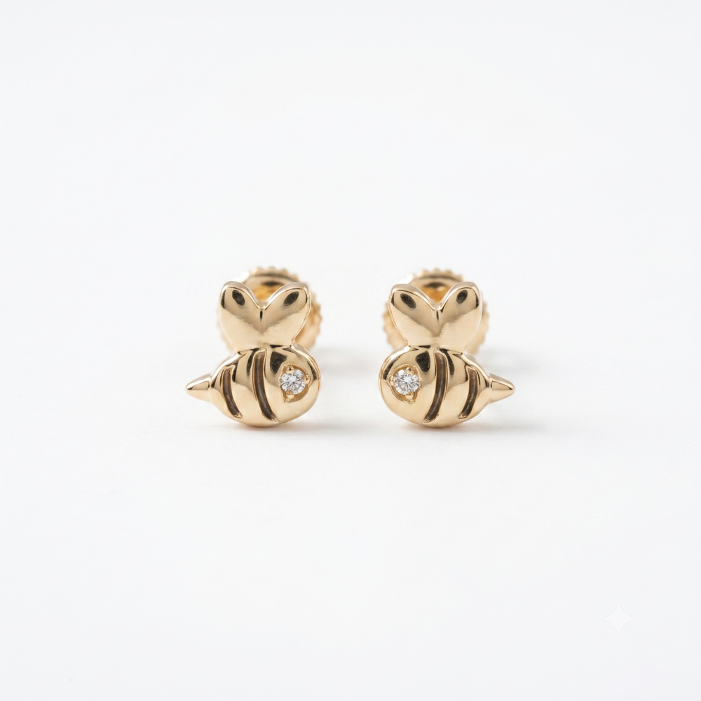 Bee Diamond Stud Earrings