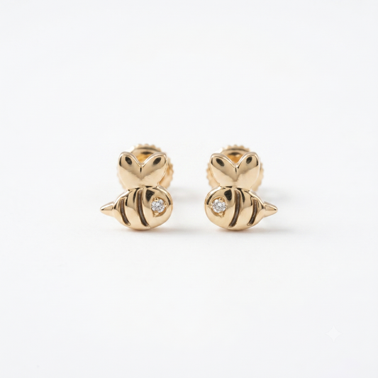 Bee Diamond Stud Earrings