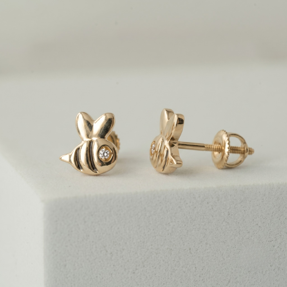Bee Diamond Stud Earrings