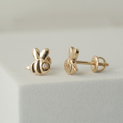 Bee Diamond Stud Earrings