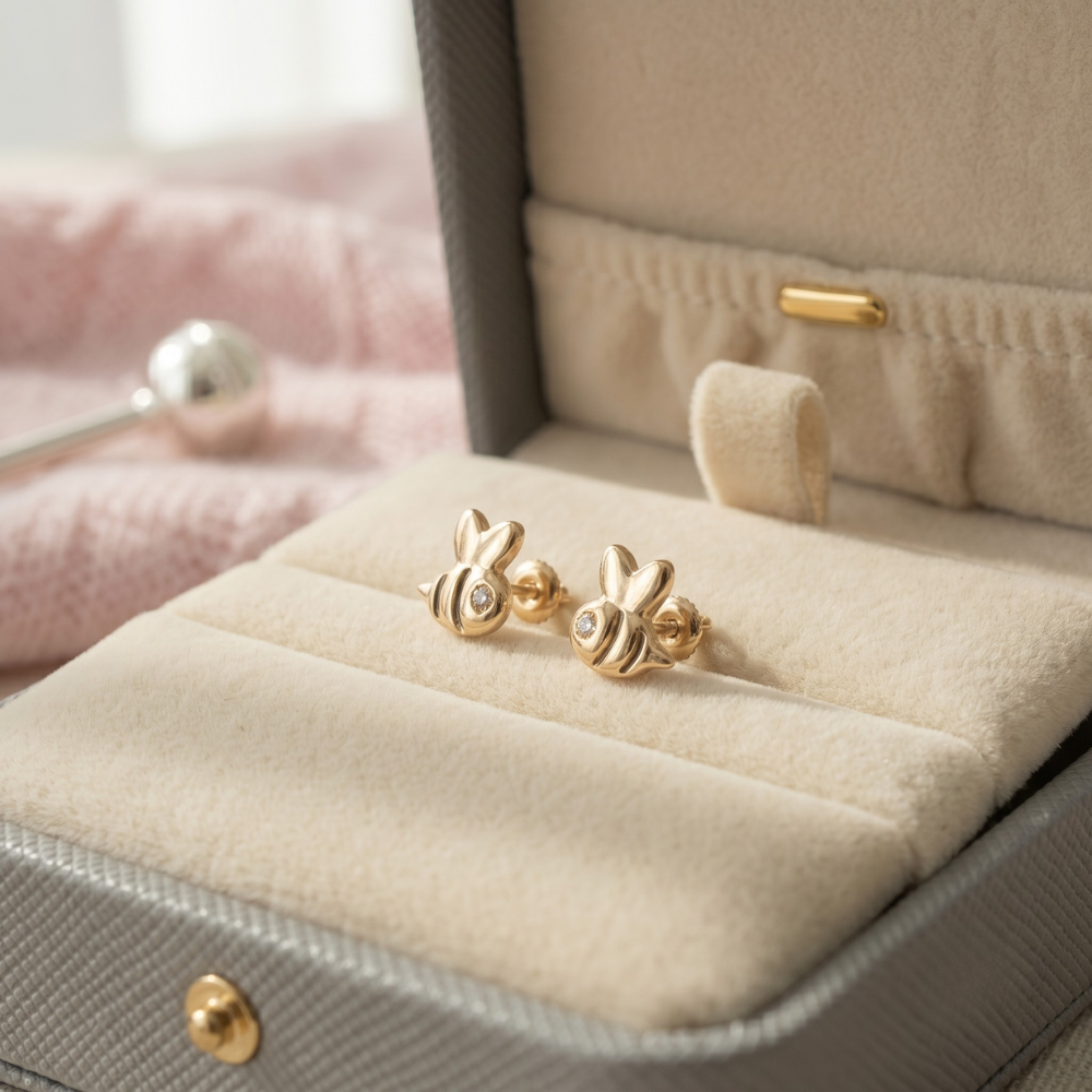 Bee Diamond Stud Earrings