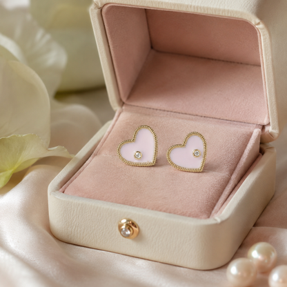 Heart Diamond Kids Stud Earrings