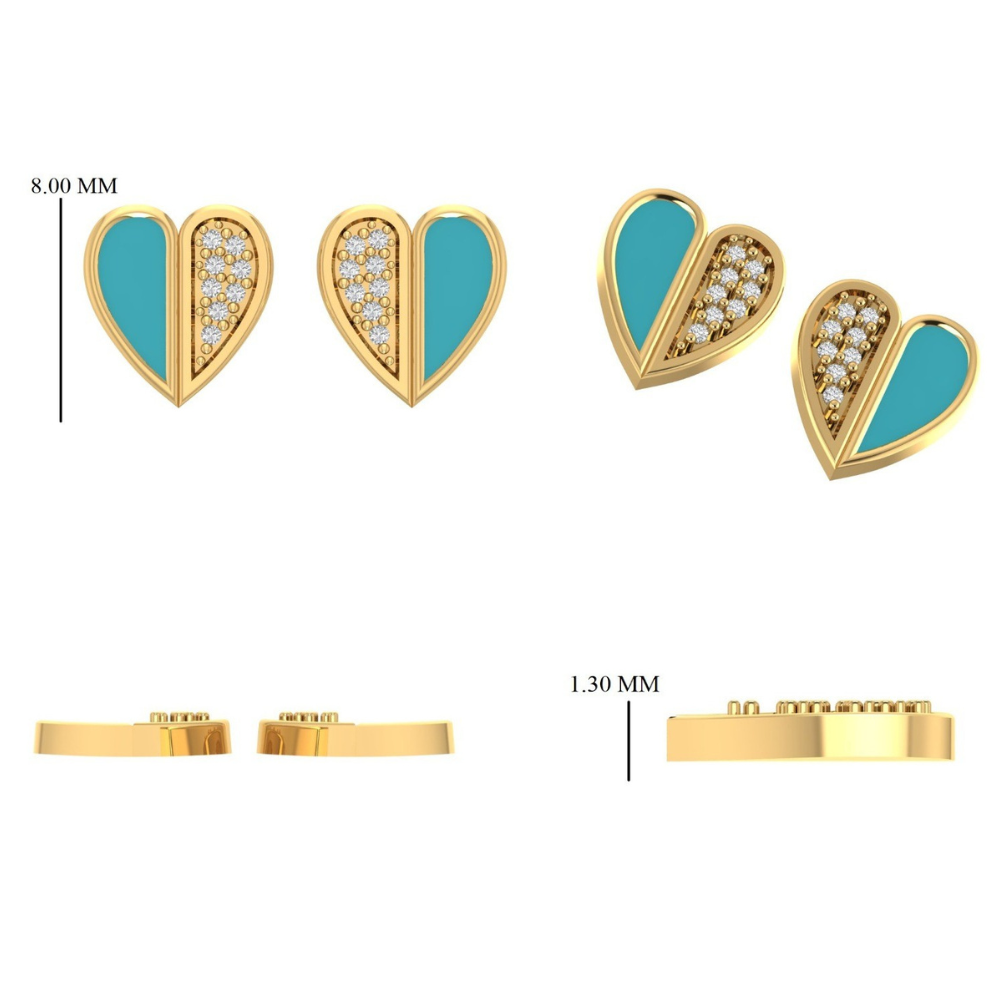Heart Diamond Kids Earrings