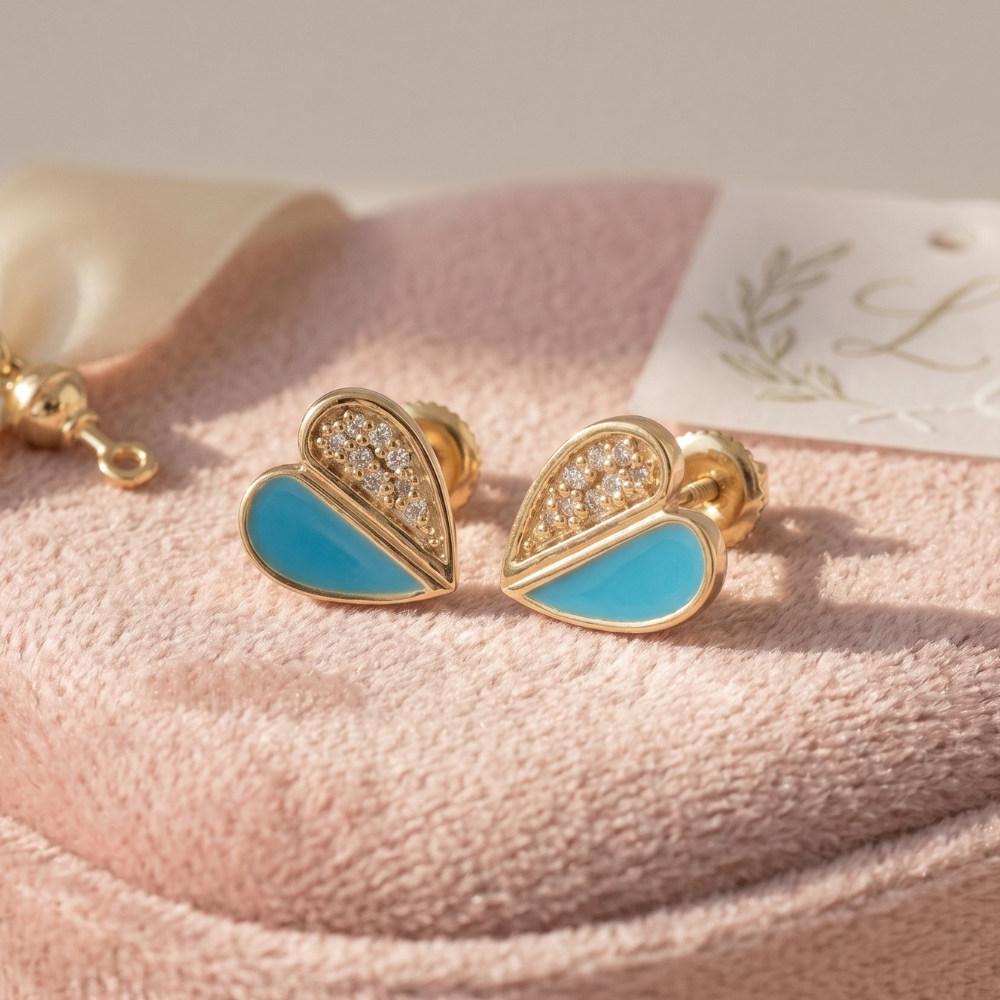 Heart Diamond Kids Earrings