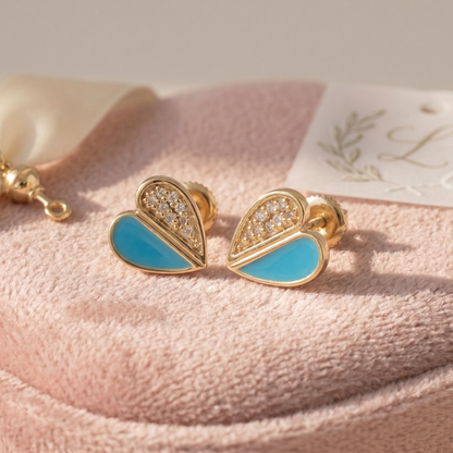 Heart Diamond Kids Earrings